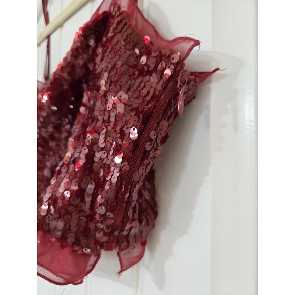 Zara Sequined Crop Top Wine Red Size M NWOT - Picture 4 of 6